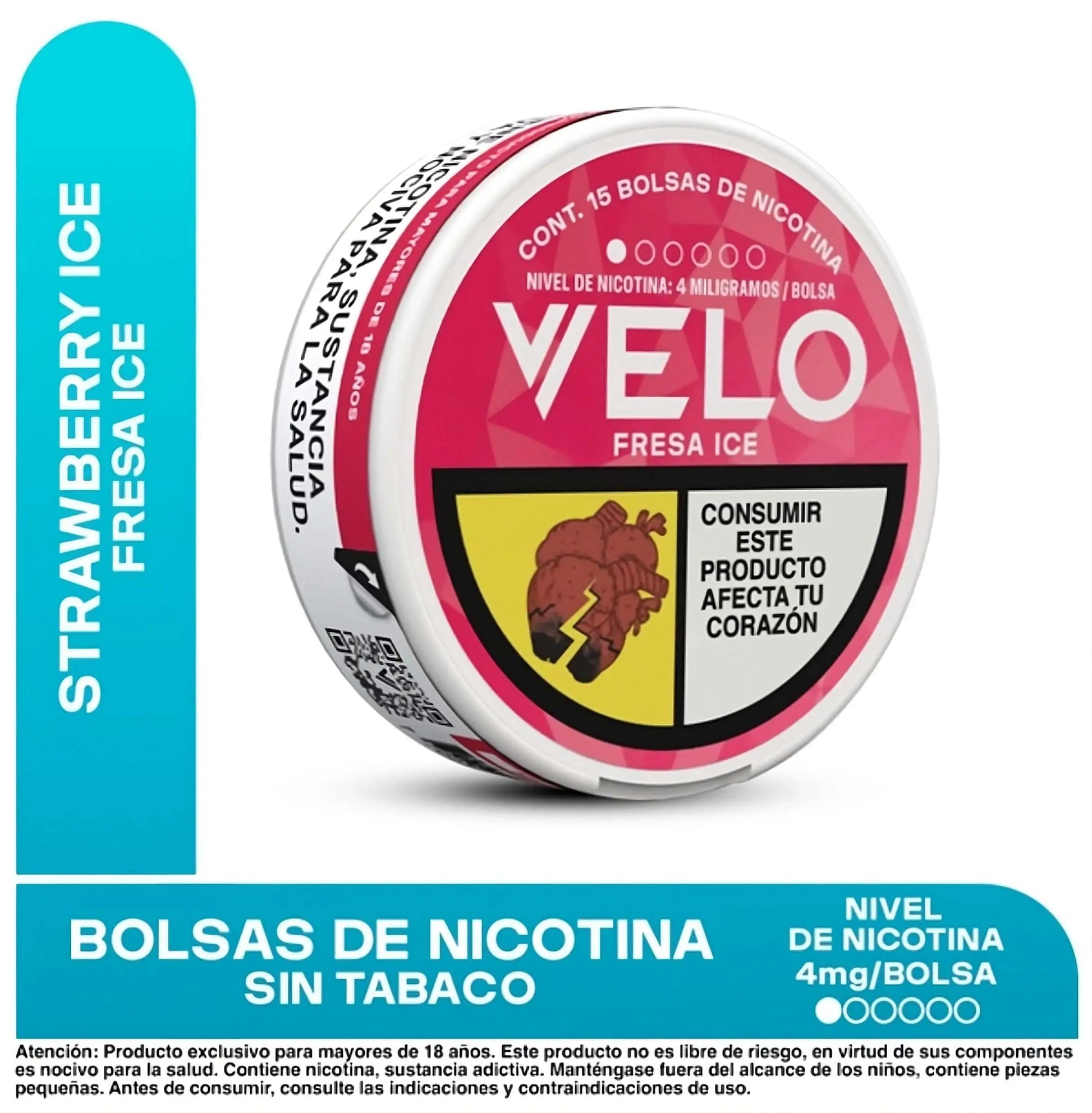Pouches de nicotina VELO Fresa Ice 4mg  